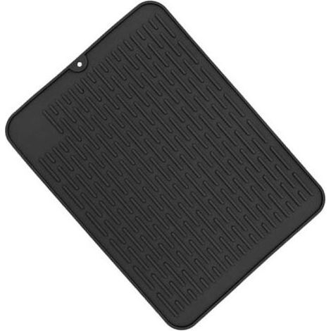 Tapis Egouttoir Vaisselle Silicone Tapis Evier Cuisine Tapis de Sechage Vaisselle Noir Tapis Evier Egouttoir 40x30cm Résistant à Chaleur et Antidérapant pour Cuisine (1/5)