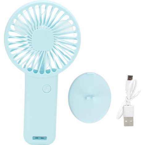 Ventilatore portatile ricaricabile tramite USB, piccolo, silenzioso, a batteria, con cavo USB, ideale per bambini e viaggi all'aperto (blu). (1/5)