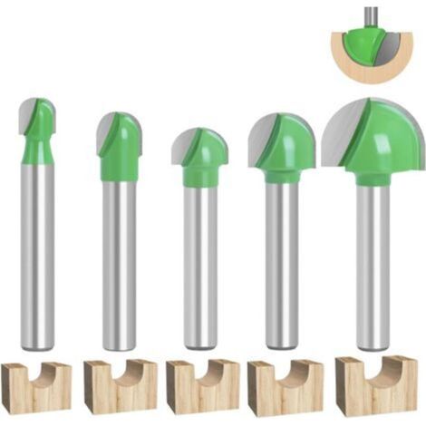 5pcs fraise defonceuse 6mm, fraise a fond rond bois, fraises pour défonceuses, fraise a bois, coffret fraise defonceuse 6mm / 8mm /10mm / 12mm / 18mm (6mm) (1/5)