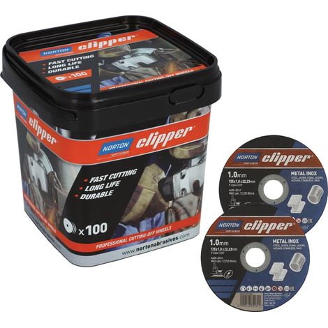 Norton Clipper Trennscheibe für Stahl / INOX 125x1,0x22,23 mm 100 Stück im Eimer (1/5)