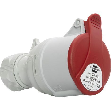 Prise électrique CEE à 5 pôles pour usage extérieur, prise industrielle CEE 400 V/16 A avec couvercle, connexion vissable, utilisation en chantier, camping, applications commerciales (1/5)