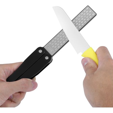 Piedra de afilar de diamante de doble cara 400/600 con estuche de plástico para camping, marca Outdoor, color negro. (1/5)