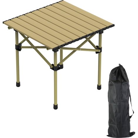Table de camping pliable, table d'extérieur légère et enroulable avec sac de transport, table de pique-nique pliable pour le camping, la plage, les barbecues et la randonnée. (1/5)