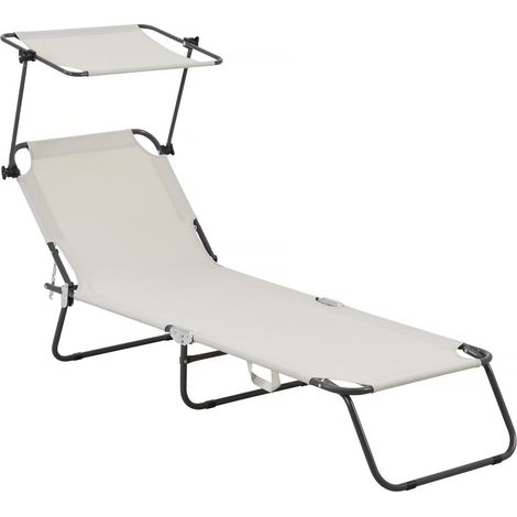 Lettino prendisole pieghevole "Lazy" - Con parasole - Beige