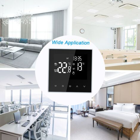 Termostato inteligente digital programable para calefacción eléctrica por suelo radiante con gran pantalla LCD, ciclo semanal, ideal para el hogar, la escuela, la oficina o el hotel (16 A, s (1/5)