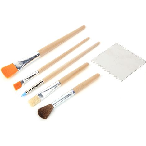 Kit 5 pièces pinceaux sculpture bois + 1 plaque fer mat, outillage modelage DIY, outils gravure artisanat, lot set créatif (1/5)