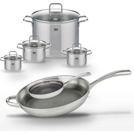 Lot Poêles 24cm & 32cm avec 4 Faitouts Elo Relief Evolution (1/5)