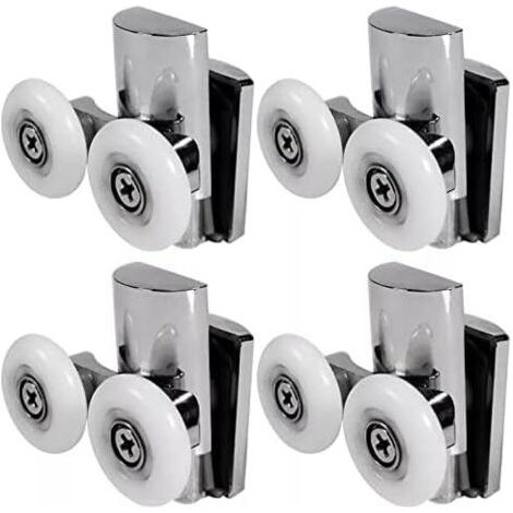 QORVA-Roulettes pour porte de douche, roulettes 23 mm haut ou bas, porte de douche coulissante pour porte vitrée de cabine de salle de bain (23 mm/2 haut + 2 bas)
