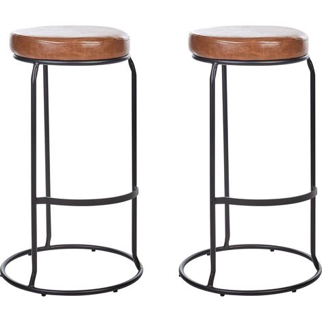 Set mit 2 Barhockern MILROY Kunstleder Braun