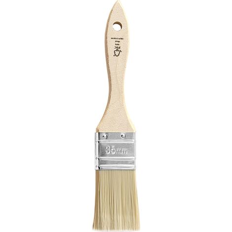 Petit pinceau plat de 35 mm pour peintures, lasures, huiles, peintures murales, acrylique, pinceau à vernis, pinceau à lasure, pinceau de peinture sur bois, métal (1/5)