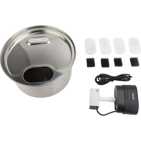 Fontaine à eau sans fil pour chat, 3 modes, acier inoxydable 304, grande capacité, rechargeable, distributeur automatique pour animaux de compagnie 3,2 L (1/4)