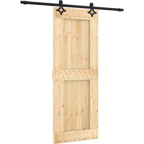 Schiebetür Natürlich und Schwarz 80 x 210 cm Massivkiefer vidaXL (1/5)
