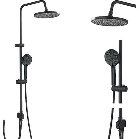 Grifería de ducha, diseño contemporáneo, funcionalidad versátil, color negro. (1/2)