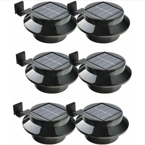Kaelt - Lot de 6 lampes de gouttière LED à énergie solaire, clôture, toit, gouttière, jardin, cour, mur, noir (1/5)