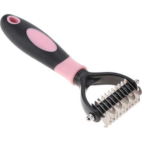 Brosse à nœuds professionnelle double face pour animaux de compagnie, peigne de toilettage pour chien, outil de nettoyage et d'épilation (rose) (1/5)