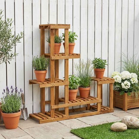 vidaXL Soporte de plantas Natural 93,5 x 25 x 91,5 cm (1/5)