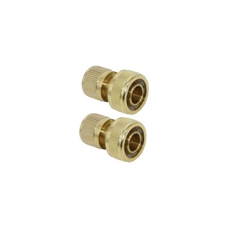 Conector rápido de latón de 20 mm (3/4") para manguera de jardín (paquete de 2)