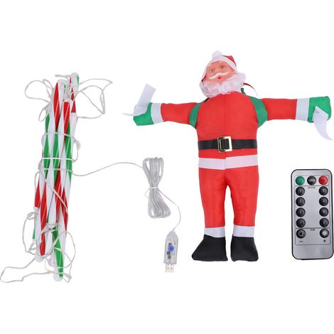 Dekorative LED-Weihnachtsleiter mit Weihnachtsmann, 8 Beleuchtungsmodi, wasserdicht, für den Innen- und Außenbereich (Fenster, Garten, Wand, Weihnachtsbaum), mehrfarbig, 3 Meter / 9,8 Fuß (1/5)