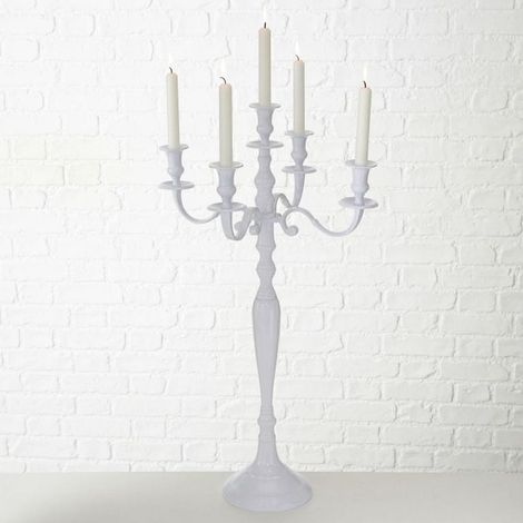 KERZENLEUCHTER VICTORIA H77CM ALUMINIUM,WEISS