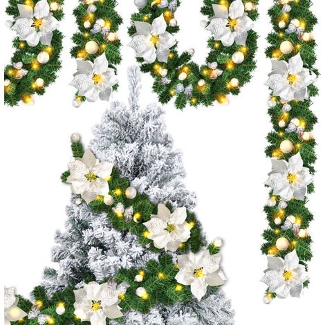 SWANEW 2.7 metri di scala decorata con luci a ghirlanda a LED per una decorazione d'ornamento d'argento (1/5)