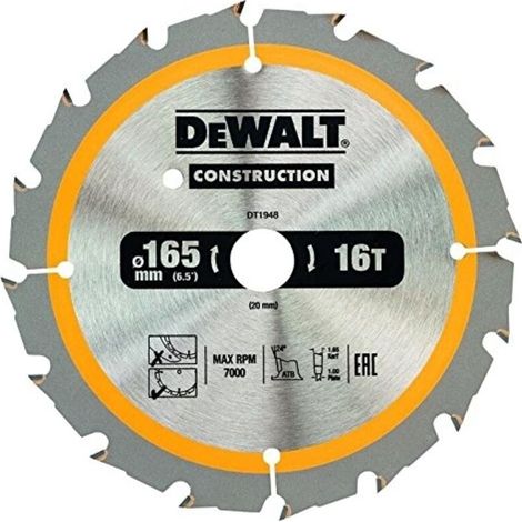 Lame de scie circulaire DeWalt DT1948-QZ 165x20mm 16T (1/5)