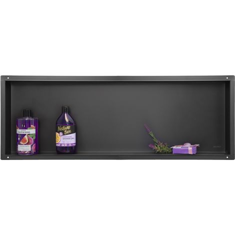 Wall-BOX Sin Borde Negro - Estante empotrado sin marco negro 90x30x7 cm (1/4)