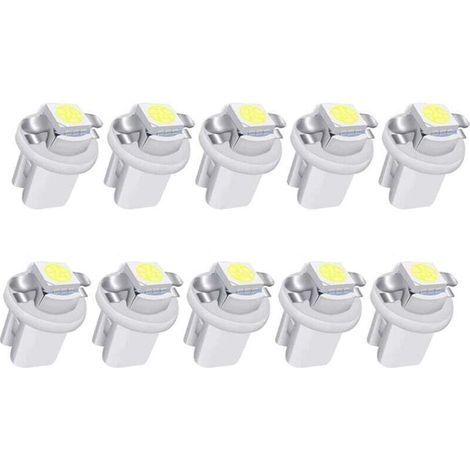 10pcs LED T5 Balnc Ampoules LED B8.5 Tableau de Bord Ampoules 1-5050-SMD pour Voiture Tableau de Bord Compteur de Vitesse Instrument Gauge Cluster Voyant (1/4)