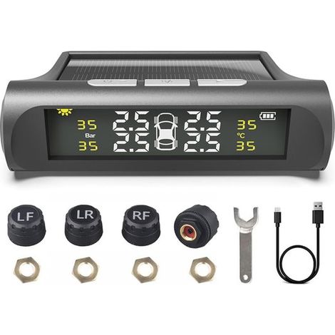 Sistema inalámbrico de monitoreo de presión de neumáticos - Alimentado por energía solar - Resistente al agua hasta IPX7 (1/5)