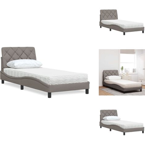 Lit avec matelas taupe 80x200 cm tissu - Lit - Lits - Meuble De Chambre À Coucher - Sommier (1/5)
