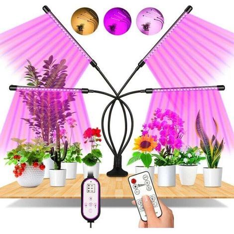 Lampe de plante, 80 LED Lampe de croissance à 360 ° Éclairage horticole avec lampe de culture à spectre complet à 4 têtes avec minuterie AUTO - ON / OFF 4H / 8H / 12H (1/4)