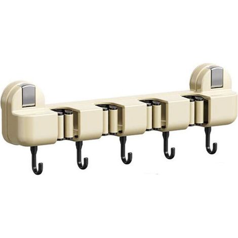 Porte-balai et balais, crochet en plastique 4 positions avec 5 crochets, organisateur d'outils pour jardin, garage, cuisine, bureau et buanderie,de DEBUNS (1/4)