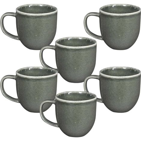 Set de 6 mugs en céramique au grés du temps vert (30cl) - MAKA (1/3)