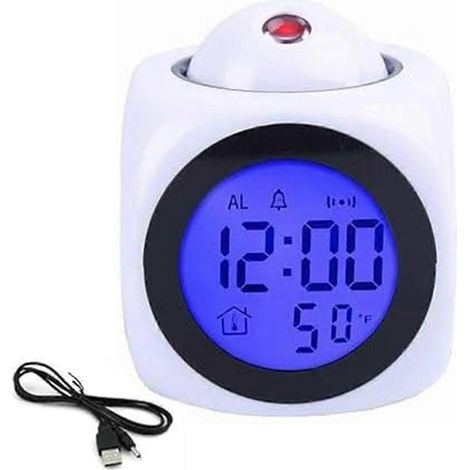 Horloge électronique à projection, style anglais, blanche (1/5)