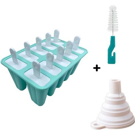 Moule Glace 10 Cavités, Avec Batonnet Glace, Brosses Et Entonnoirs Pliants, Silicone Moule à Glace Pour Glace, Sans BPA (1/5)