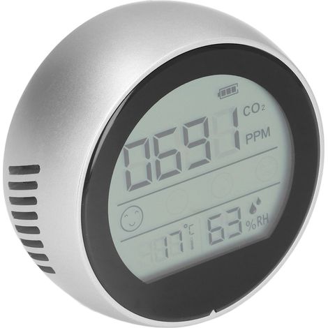 Moniteur de CO2 P8 Détecteur de dioxyde de carbone infrarouge Testeur de qualité de l'air, de température et d'humidité pour laboratoire Argent (1/5)