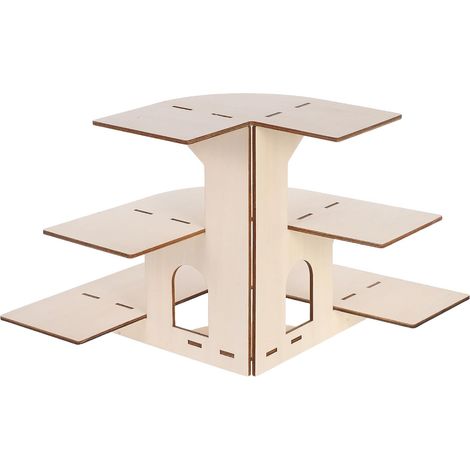 Portable 3-Tier Wooden Display Stand with Removable Shelves for Cosmetics and Jewelry, Ideal for Craft Fairs and Markets (1/5)