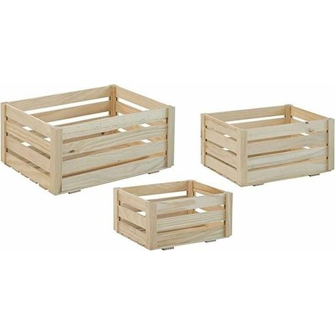 Astigarraga – Caisse en bois brut – Lot de 3 caisses de rangement 36x25x17cm – Pin massif PEFC – Livrées montées, prêtes à peindre