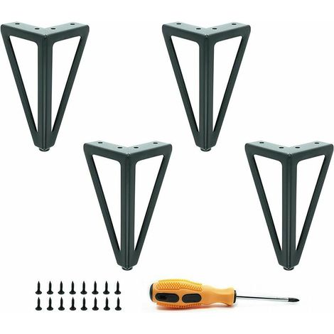 4er-Set schwarze Tischbeine aus Metall – austauschbare Möbelbeine – für Couchtisch/TV/Sofa/Bett und andere Möbelbeine – mit Schrauben. (15 cm) (1/4)