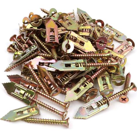 Lot de 50 - Cheville auto-perceuse - Vis acier carbone - Fixation plaque plâtre - Montage rapide cloison sèche - Gris - M4 x 30cm (1/5)