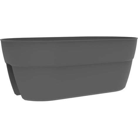 Jardinière Cavalière Osaka - 19,5 L - Système de Fixation Simple - pour Balcons et Rambardes - 56 x 30,1 x H. 20,6 cm - Gris Anthracite (1/5)