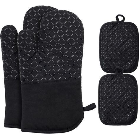 Gants de four résistants à la chaleur jusqu'à 300 °C Rabats de casserole et gants de four Lot de 4 gants de casserole Gants de four hollandais Gants de four Gants de four Gants de cuisson Gants, 31  1 (1/5)