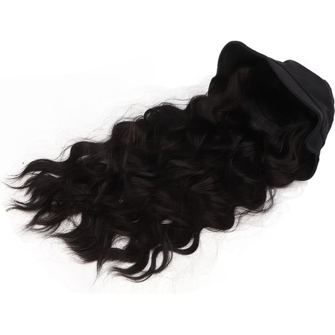 Perruque chapeau de pêcheur, perruque lisse mi-longue à boucles intérieures pour femme, perruque chapeau amovible en gros, perruque clavicule, petites extensions de cheveux ondulés noirs et bruns styl (1/5)