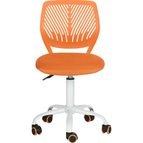 FurnitureR Chaise de bureau colorée, siège pivotant ergonomique réglable en hauteur pour ordinateur, chaise de bureau avec 5 roues pour le bureau à domicile, siège de travail, Orange (1/5)