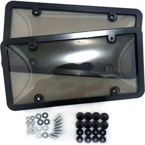 2 protections de plaque d'immatriculation, noir, ABS, 31 × 16 cm, norme américaine (1/5)