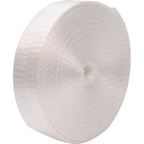 Rouleau de sangle en nylon robuste de 45 m (2.5 cm de large), pour équipement d'intérieur ou d'extérieur, bricolage et réparations (blanc) (1/4)