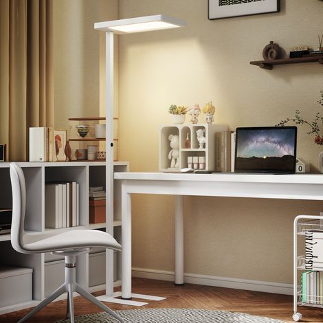 Lampadaire sur pied salon LED dimmable spectre complet pour le soin des yeux télécommande 60 x 32 x 196 cm blanc (1/5)