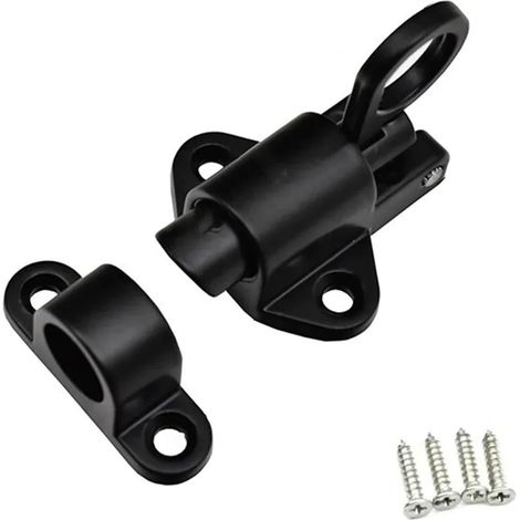 Loquet de sécurité à ressort pour portes, fenêtres et placards en bois (noir) (1/4)