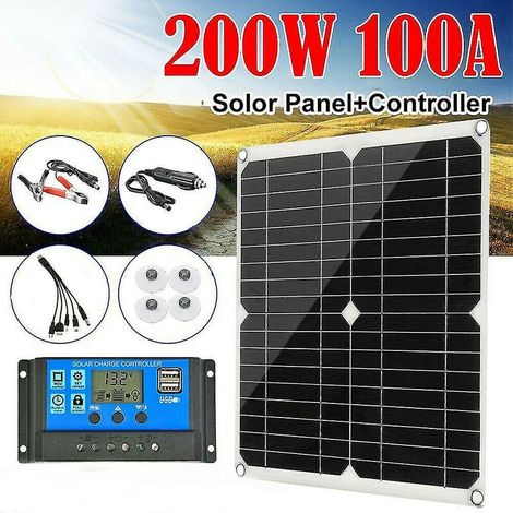 EASYCOMFORT Kit Panneau Solaire Extérieur 200W 12V - Chargeur Contrôleur de Batterie pour Bateau Caravane (1/4)