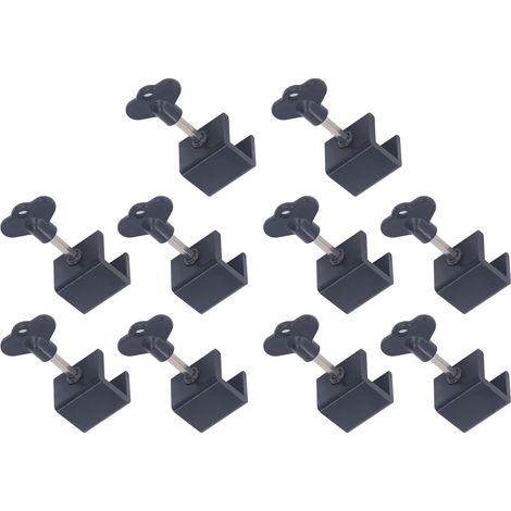 10 Kit Verrous de Fenêtre à un Trou avec Clé de Serrage Réglables Vertical Horizontal Coulissants Noir (1/5)