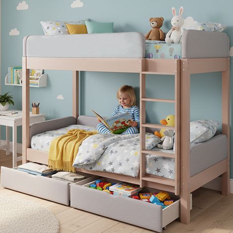 letto contenitore 90x200 scala sicura grigio HAVRYA (1/5)